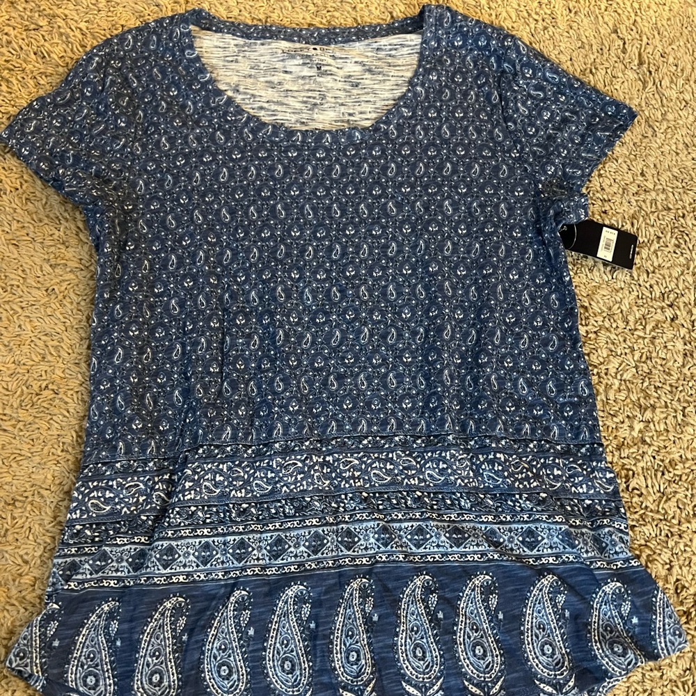 Lucky Brand Paisley Blue Shirt Size Medium NWT